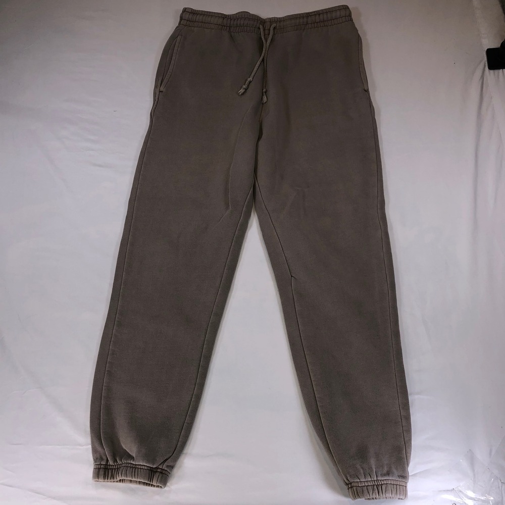PacSun Mens Medium Taupe Brown Fleece Jogger Sweatpants Drawstring Elastic Cuff